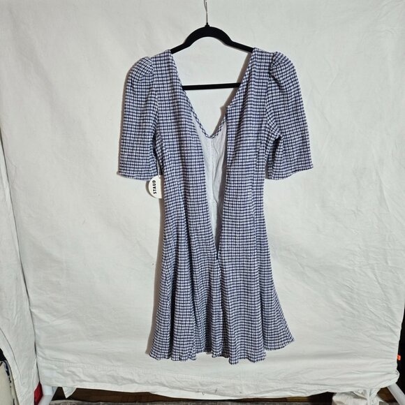 NWT STAUD Blue Checkered Mini Dress - Picture 7 of 9